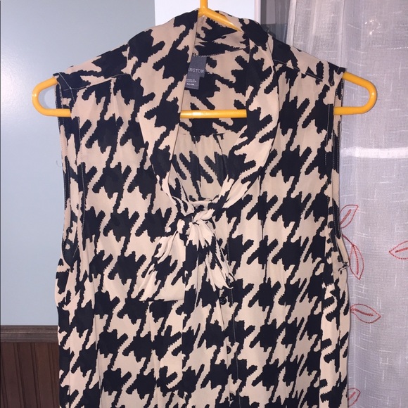 Covington Tops - Tie Neck Houndstooth Top